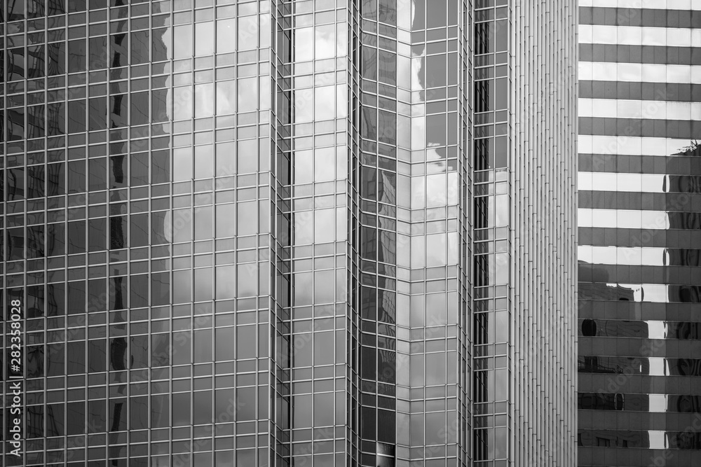 Hong Kong Commercial Building Close Up; Black and White style Hong Kong Commercial Building Close Up; Black and White style
