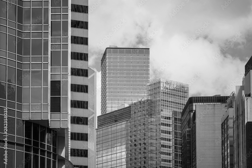 Fototapeta premium Hong Kong Commercial Building Close Up; Black and White style