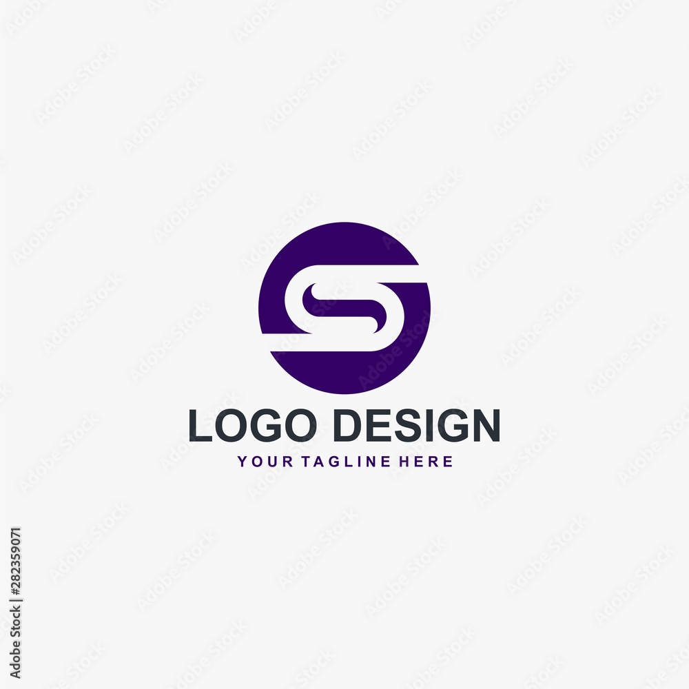 Letter S logo design. Monogram S type abstract symbol. Initial S in circle vector icon.