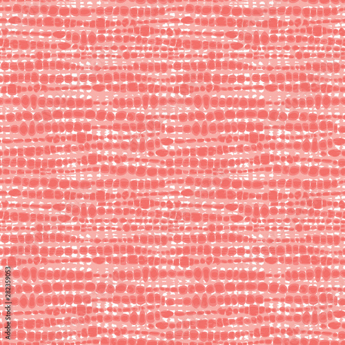 Vector coral pink seamless fabric texture. Canvas for embroidery. Suitable for textile, gift wrap and wallpaper.