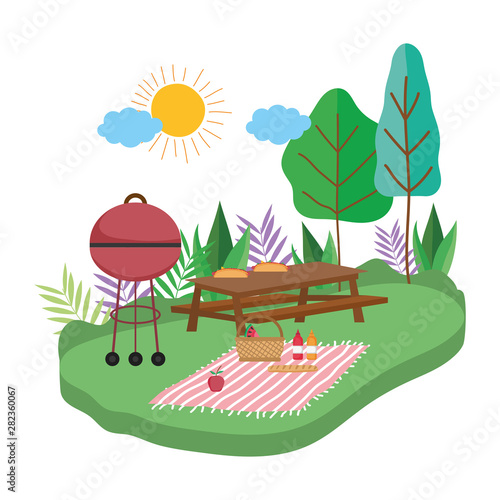 Isolated picnic table vector design