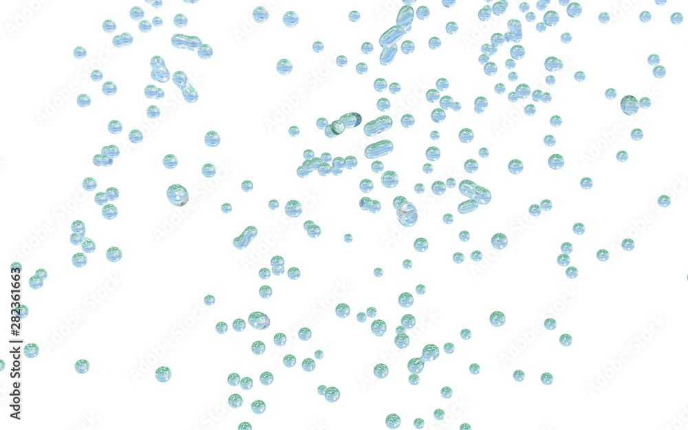 Particle of the drop of water made in 3D Render