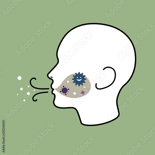 Human vector has bad breath and bacteria in their mouth.