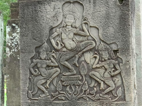bas relief carving of dancers at bayon temple