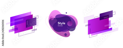 Badges set of purple flowing shapes