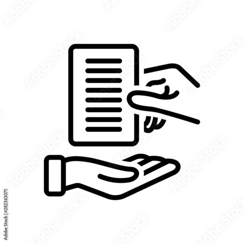 Black line icon for obtain