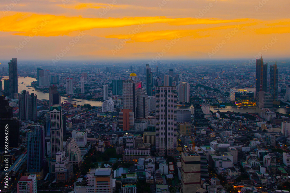 Bangkok city top view in twilight