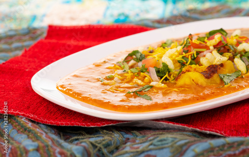 Indian Street Food Ragda Pattice on White Background photo