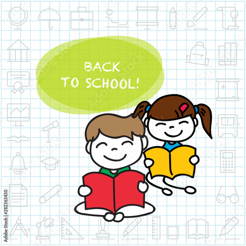 hand drawing cartoon character education back to school happy kid background