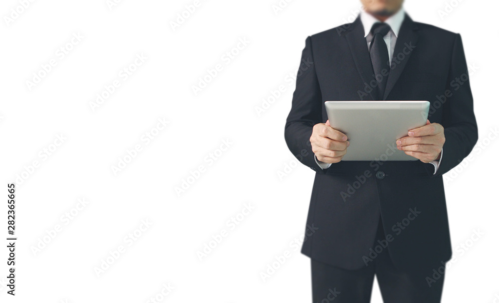 Businessman using digital tablet in hand Businessman using digital tablet in hand