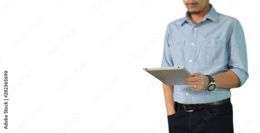 Businessman using digital tablet in hand Businessman using digital tablet in hand