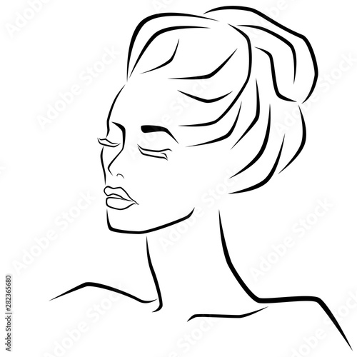 Abstract sensual female face with closed eyes