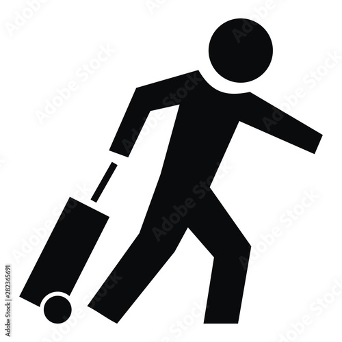 person with briefcase, black silhouette, vector icon