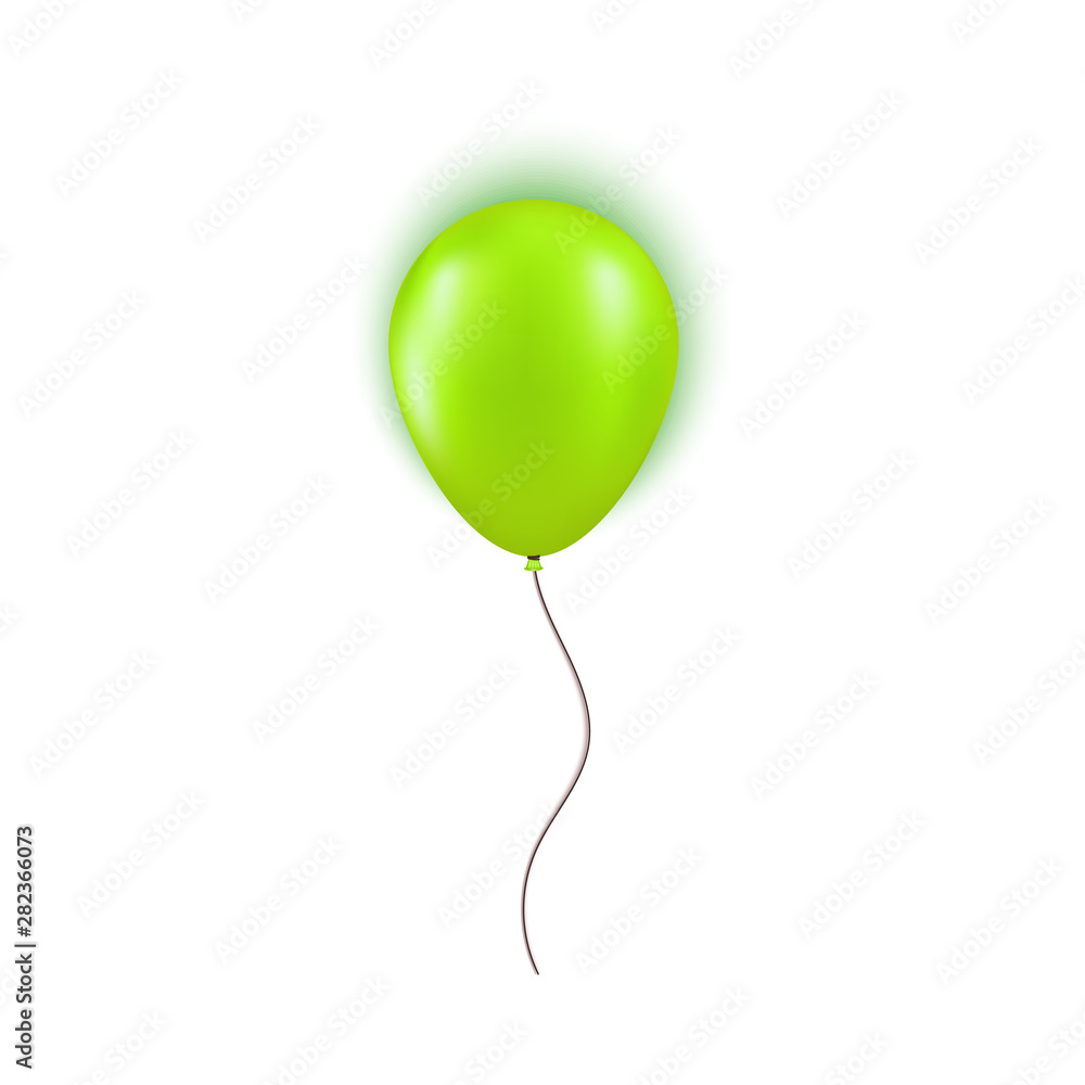 Realistic green balloon isolated on white background. Design element for Birthday party, grand opening or Big Sale greeting card concept. Vector illustration Realistic green balloon isolated on white background. Design element for Birthday party, grand opening or Big Sale greeting card concept. Vector illustration