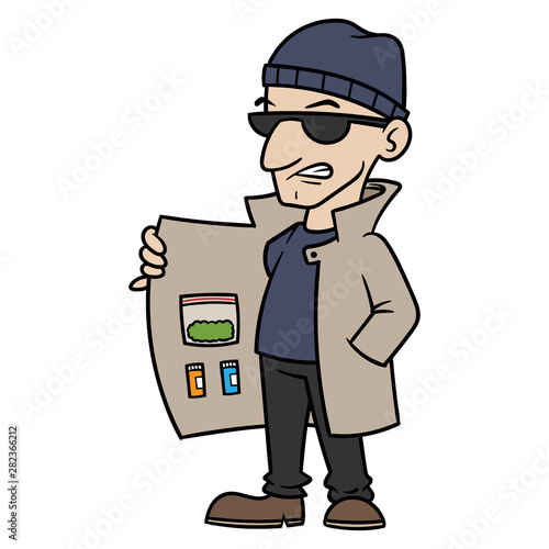 Cartoon Drug Dealer Vector Illustration