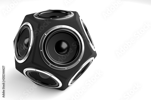 The concept of a subwoofer in the form of a dodecahedron. 3d rendering. photo