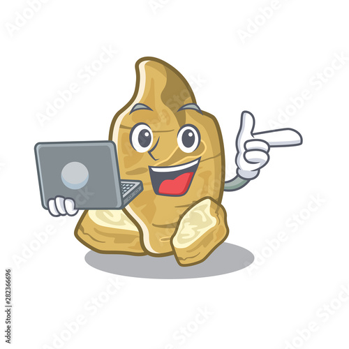 With laptop jerusalem artichoke above cartoon tables wood