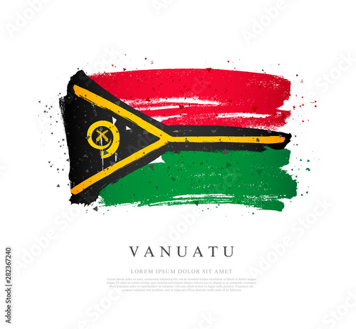 Flag of Vanuatu. Brush strokes are drawn by hand. Independence Day.