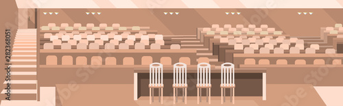 auditorium lecture hall interior empty no people modern college university classroom with wooden seats flat horizontal