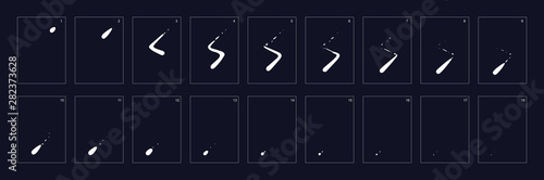 Smoke trail Animation. Smoke animation. Sprite sheet for game or cartoon or animation