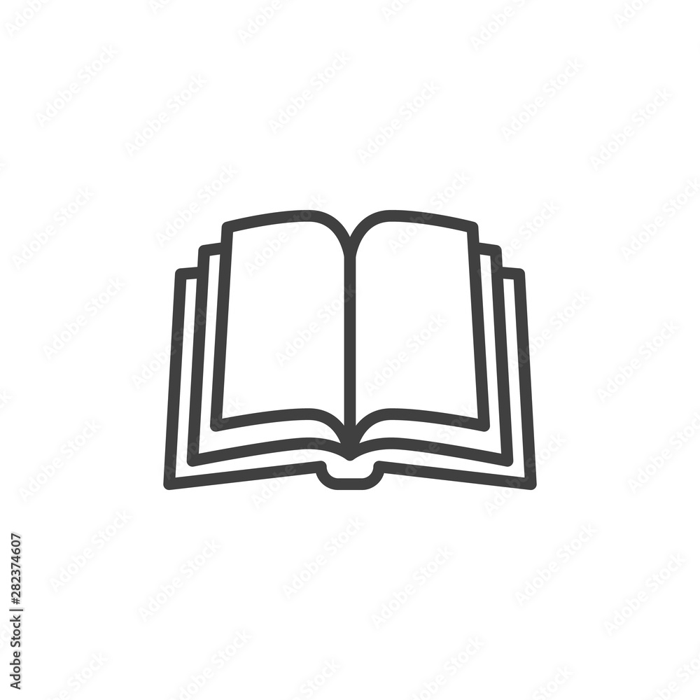 Book pages line icon. linear style sign for mobile concept and web design. Open book outline vector icon. Education symbol, logo illustration. Vector graphics Book pages line icon. linear style sign for mobile concept and web design. Open book outline vector icon. Education symbol, logo illustration. Vector graphics