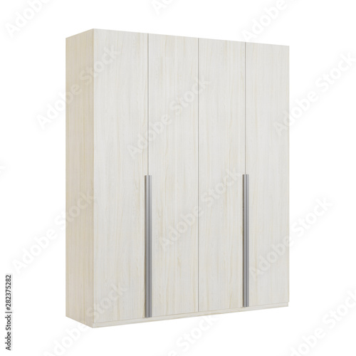 Wardrobe isolated on white background. 3D rendering.