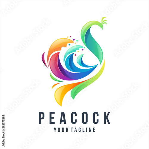 awesome gradient peacock logo design