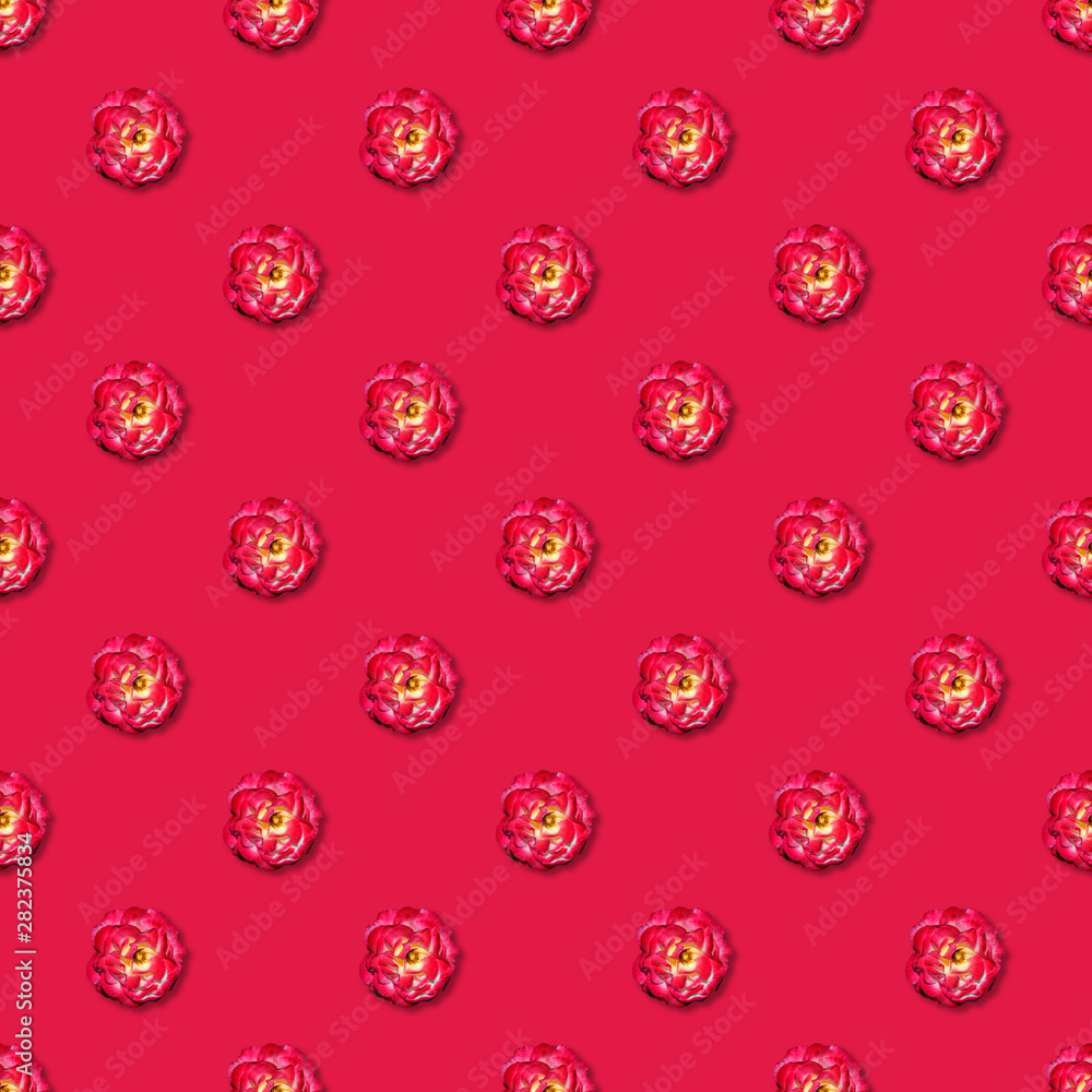 Vine red rose seamless pattern. Top view. Flat lay. Floral pattern Vine red rose seamless pattern. Top view. Flat lay. Floral pattern
