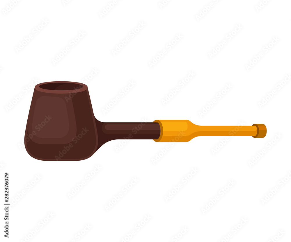 Smoking pipe with direct mouthpiece. Vector illustration on white background. Smoking pipe with direct mouthpiece. Vector illustration on white background.