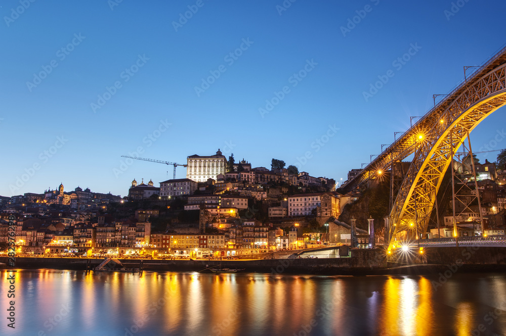 Old town of Porto at the blue hour