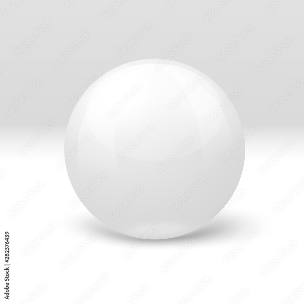 Vector 3D realistic white marble ball, on white and grey background. Vector 3D realistic white marble ball, on white and grey background.