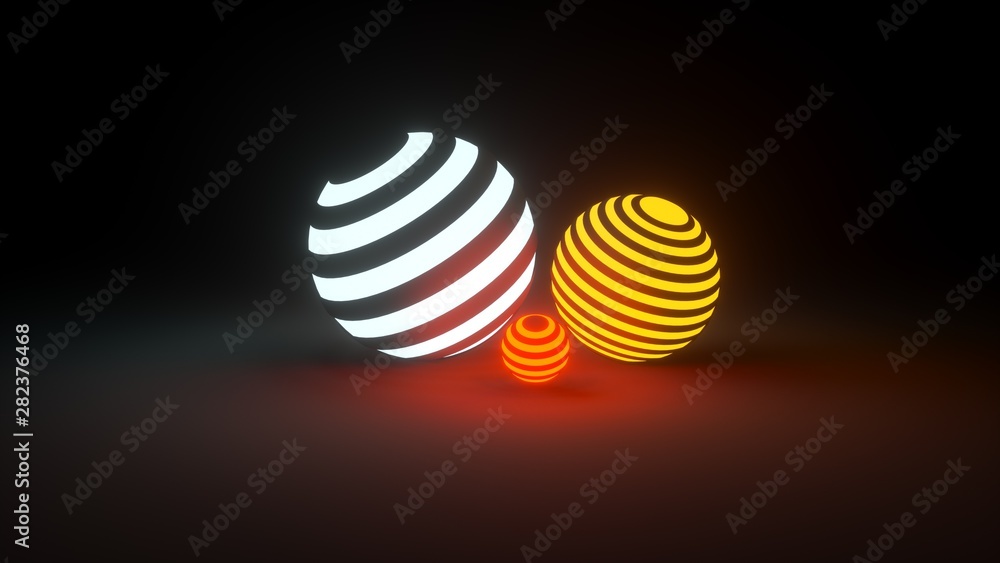 3d rendering,The ball is glowing lights on black.