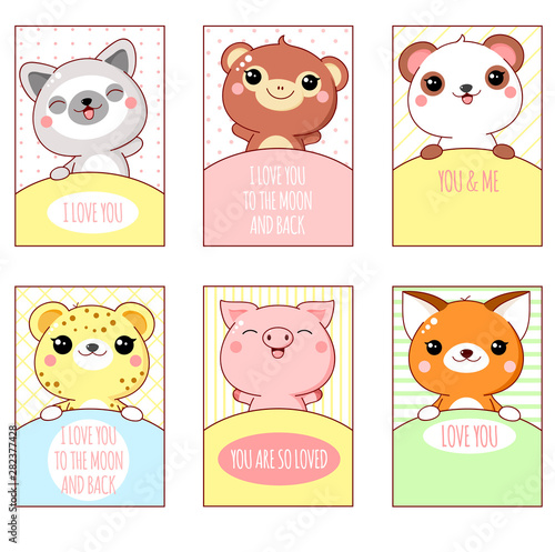 Valentine banner with cute animals