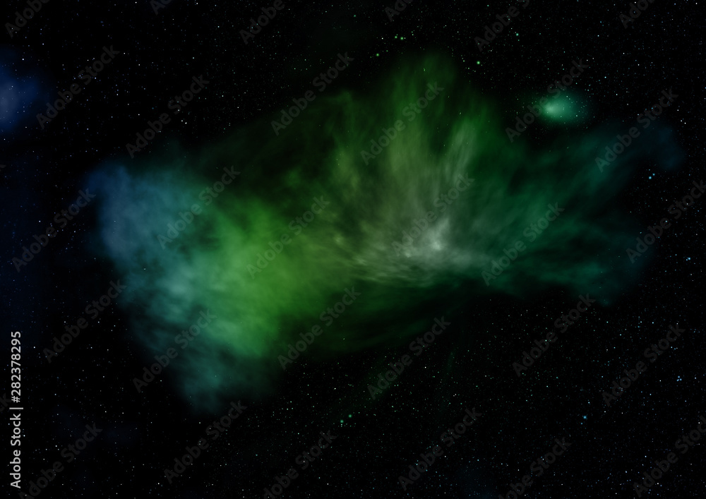 Star field in space and a nebulae. 3D rendering Star field in space and a nebulae. 3D rendering