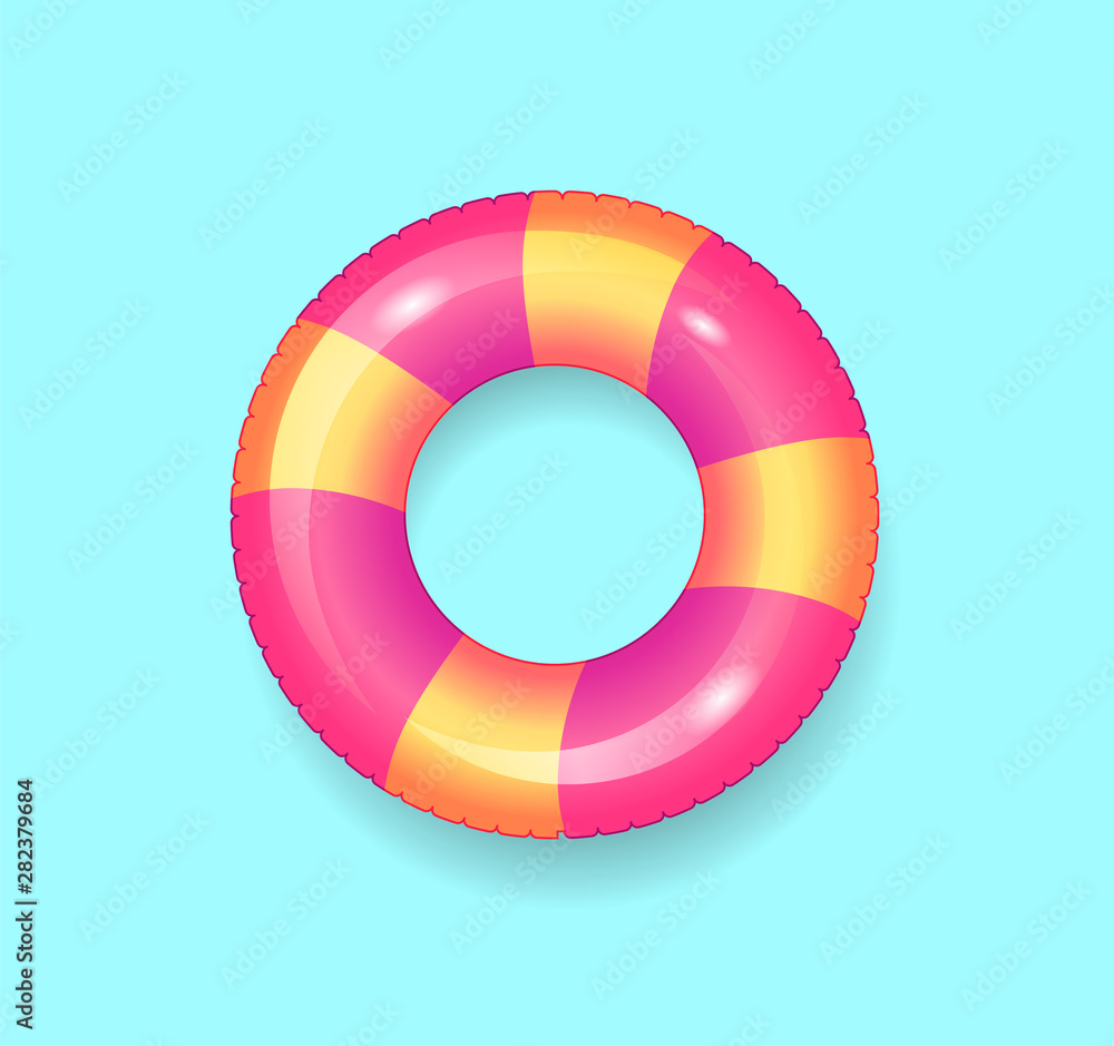 Obraz premium Lifebuoy saving ring isolated icon vector. Inflatable rubber item for people, protects from drowning by seaside. Summer supporting and protective item