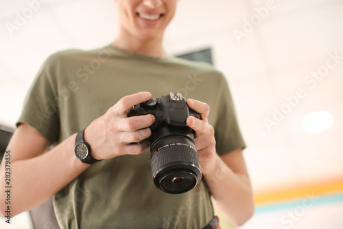 Teenage photographer in pro...