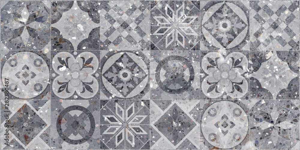 Concrete Stone mosaic tile. Cement background, digital tiles
