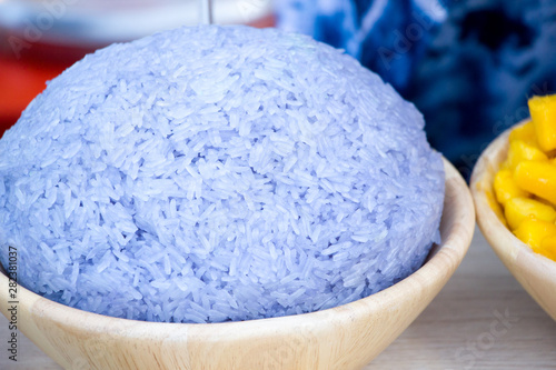 Canvas Print sticky rice in blue color (from butterfly pea flower)