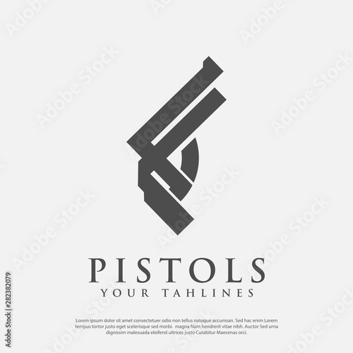 Simple classic pistol logo vector