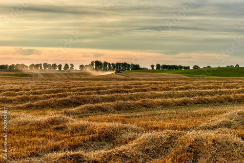 Working Harvesting Combine in the Field of Wheat, Poland