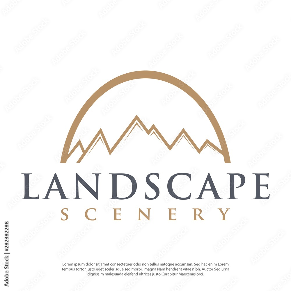 line art Vector logo mountain scenery line art Vector logo mountain scenery