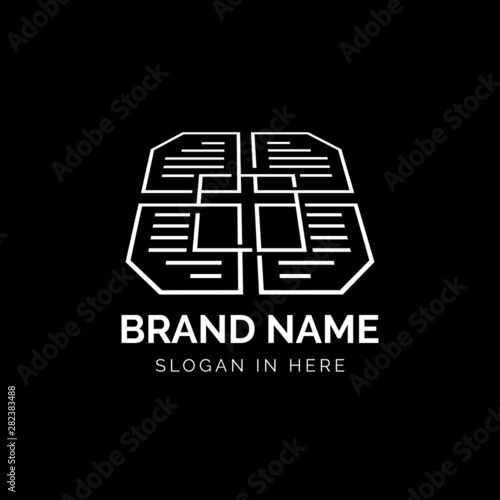 Christian or church Document with line art style logo icon illustration