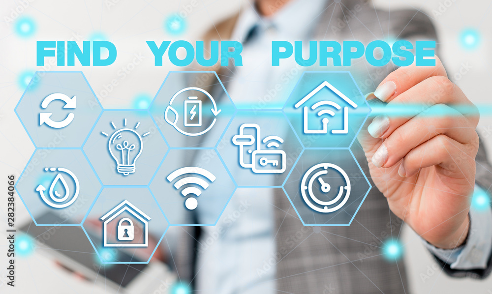 Word writing text Find Your Purpose question. Business photo showcasing reason for something is done or for which exists Female human wear formal work suit presenting presentation use smart device Word writing text Find Your Purpose question. Business photo showcasing reason for something is done or for which exists Female human wear formal work suit presenting presentation use smart device