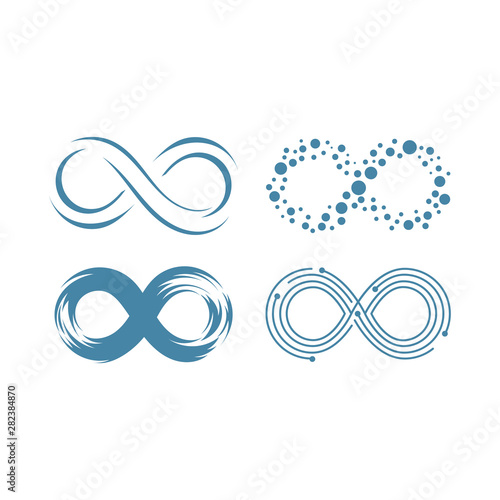Infinity Eternity Symbol Sign Variations Set. Logo Template. Flat Line Stroke Icon Pictogram