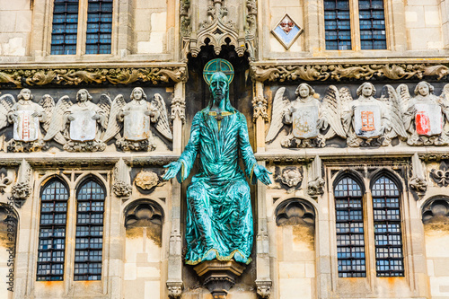 Statue of Jesus on the Christ Church Gate of Canterbury Cathedral photo