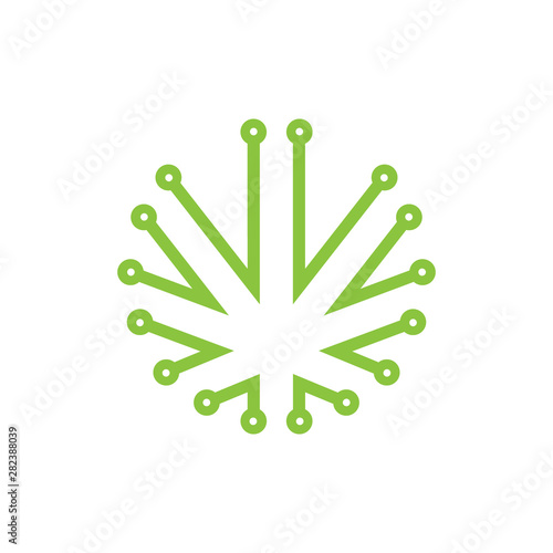 Cannabis leaf tech flat logo icon vector