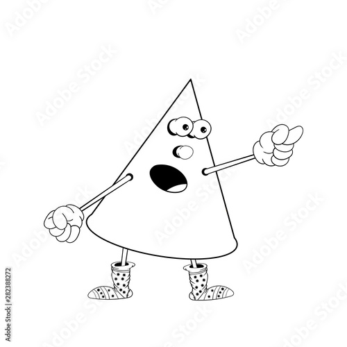 A funny cone shows an indecent gesture. Funny coloring in the style of comics.