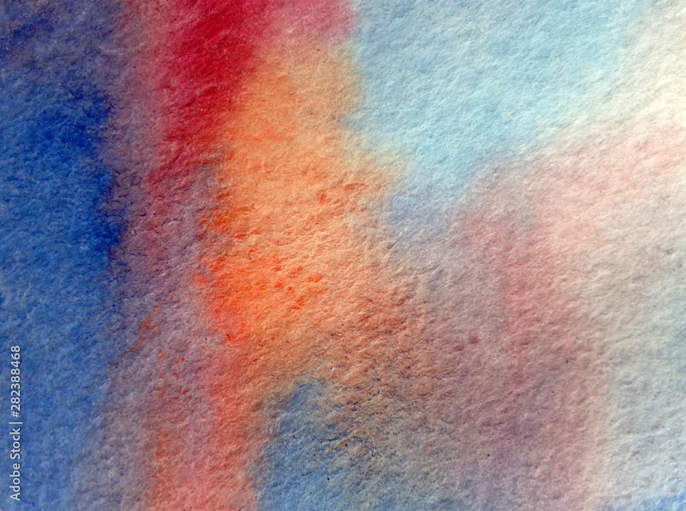 Fototapeta Akwarela streszczenie jasne kolorowe tło tekstury ręcznie. Malowanie nieba i chmur podczas zachodu słońca. Nowoczesny kosmiczny wzór. Połysk