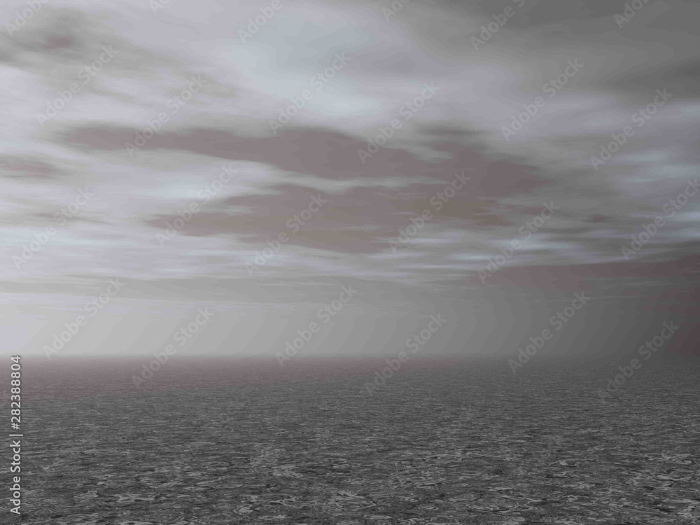 Grey ground by cloudy morning background - 3D render Grey ground by cloudy morning background - 3D render