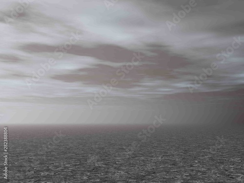 Grey ground by cloudy morning background - 3D render
